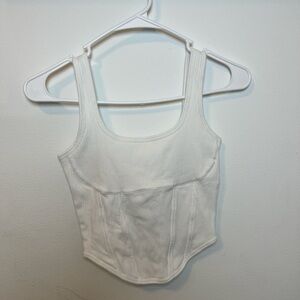 PINK Victoria's Secret White Ribbed Tank Top